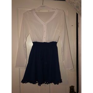 Blue and white dress